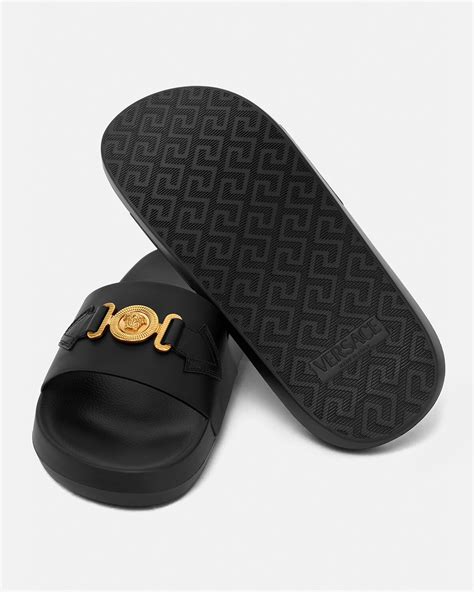 versace black gold slides|Versace slides cheap.